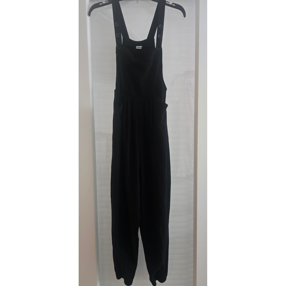 Halara Black Waffle Knit Jogger Harem Overalls Jumpsuit Medium Womens - Picture 3 of 8